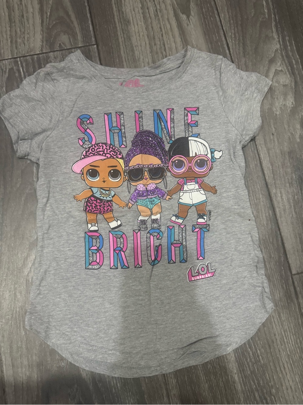 L.O.L. Surprise! Girls' Grey 'Shine Bright' Graphic Tee